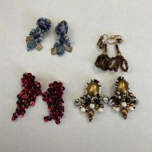 FOUR PAIRS OF VINTAGE CLIP ON EARRINGS